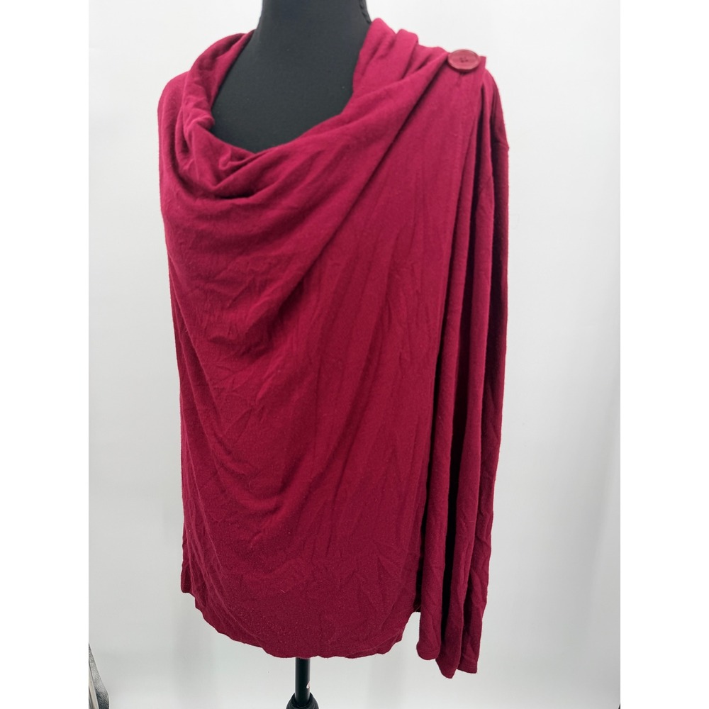 Faded Glory Draped Cowl Neck Top Women XL Merlot Wine Good Shoulder Button Long